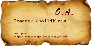Oracsek Apollónia névjegykártya